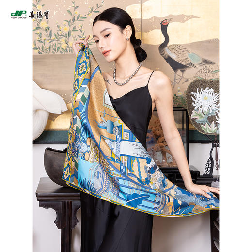 放心消费月 喜得宝文创丝巾《最杭州·风雅宋·数码斜纹方巾》杭州丝绸100%桑蚕丝斜纹绸 商品图3