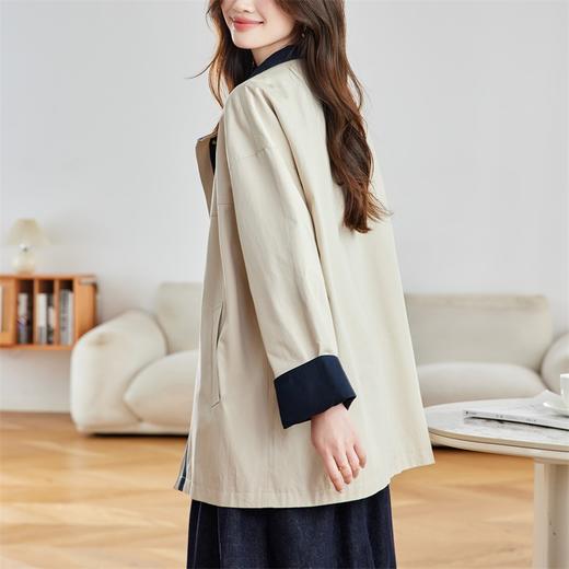 馥迦高级感撞色立领中长款风衣 商品图6