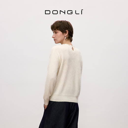东黎 • 你本珍贵 冰晶暖绒 山羊绒女士秋季钉钻拉毛套衫 5456 商品图3