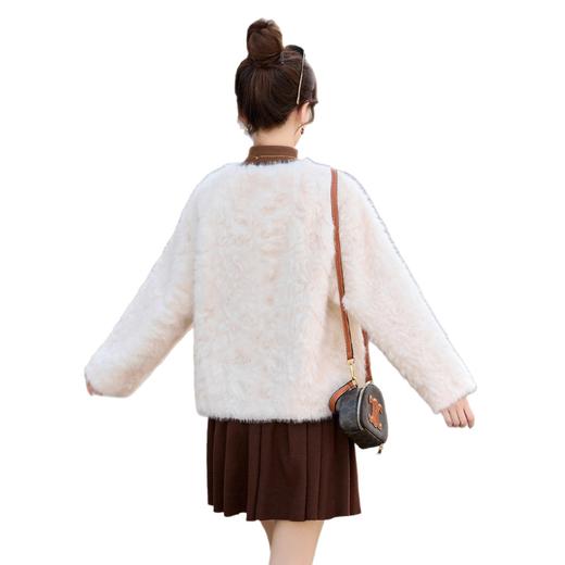 皮毛一体外套加厚保暖短款，仿羊羔毛环保皮草毛绒上衣HR-QIXFS25-5507 商品图4