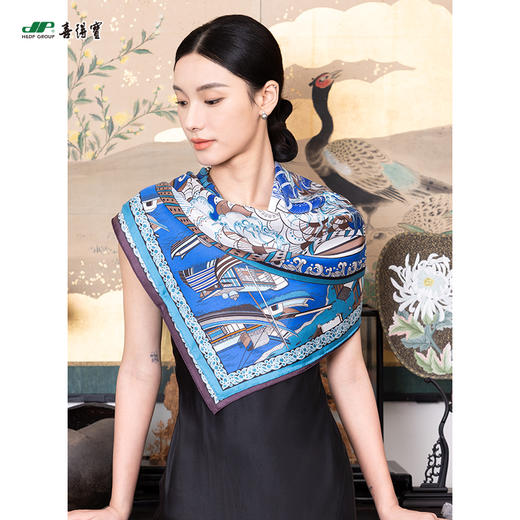 放心消费月 喜得宝文创丝巾《守.护》杭州运河拱宸桥趴蝮 杭州丝绸100%桑蚕丝斜纹绸 商品图1