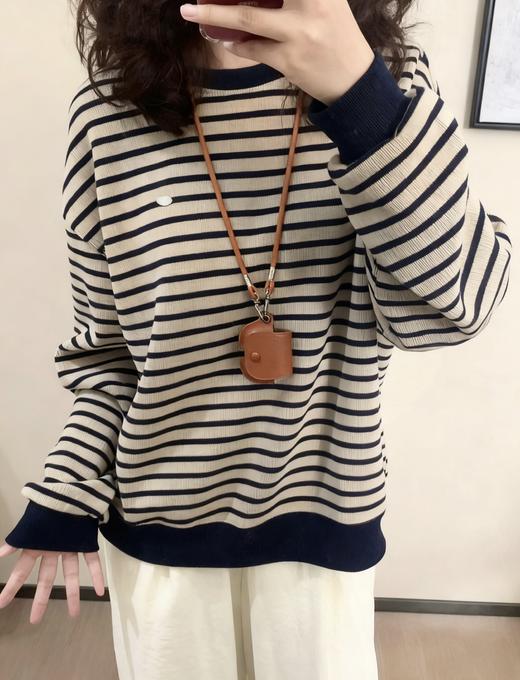 【BOKO  法式条纹卫衣】80-160斤可穿，涤纶材质，秋冬必备的温柔，条纹控闭眼入！柔软细腻，超高颜值的慵懒卫衣~ 商品图1