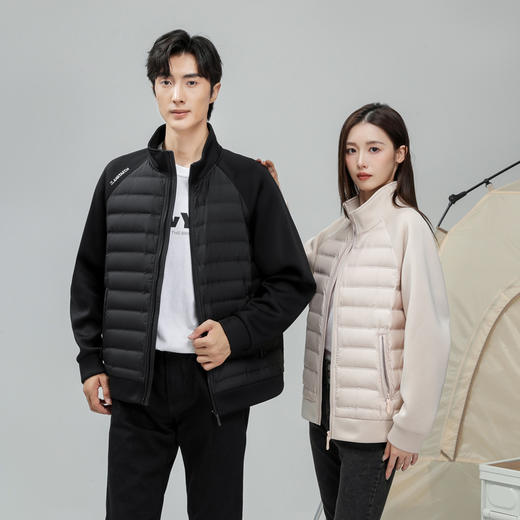 半身缘男女装 冬季插肩袖针织拼接轻薄情侣款立领羽绒服2529 商品图1