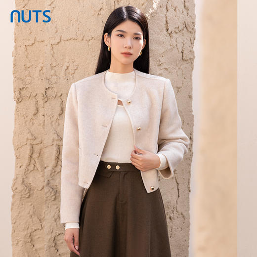 NUTS商场同款冬季时尚气质小香风直筒手工呢料短外套女4421501A1 商品图0