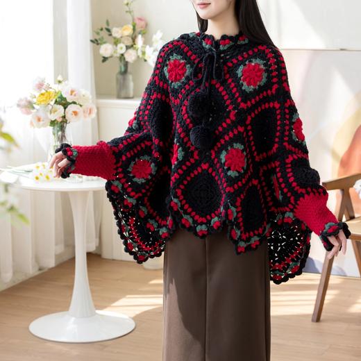 苏苏姐家卉艺连帽斗篷手工diy衣服钩针粗羊毛线毛线团材料包 商品图2