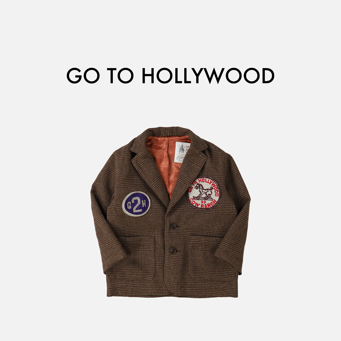日本G2H童装 GO TO HOLLYWOOD 复古徽章格纹夹克