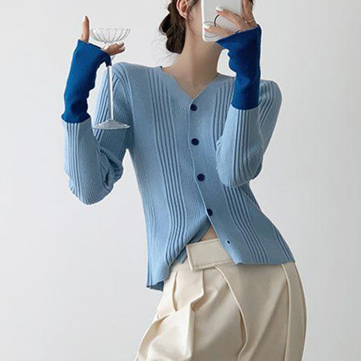 馥迦显瘦气质拼色针织衫 商品图5