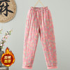 GYH 3758复古印花棉裤拼接加厚休闲宽松直筒裤 商品缩略图0