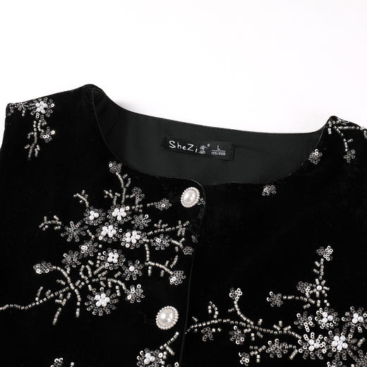 奢姿大码女装2025冬季胖妹妹时尚刺绣设计马甲搭百褶连衣裙套装9954953856 商品图2