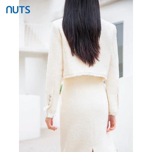 NUTS商场同款秋冬季白色气质设计感小香风直筒短款外套女4430406A1 商品图4