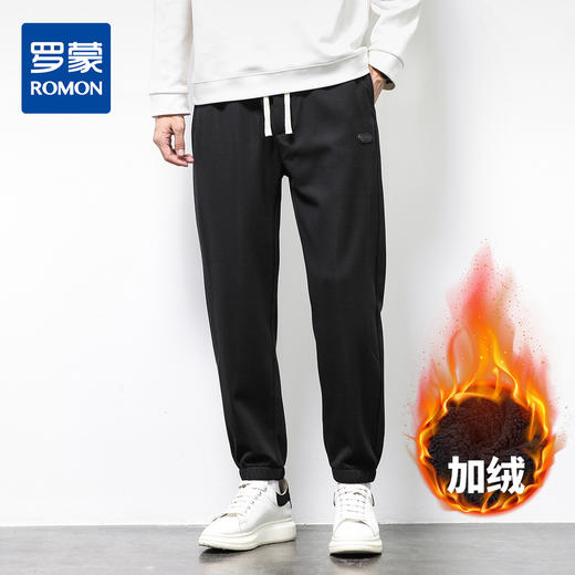 罗蒙冬季加绒舒适休闲裤卫裤宽松版型抽绳设计时尚百搭休闲长裤子 商品图0