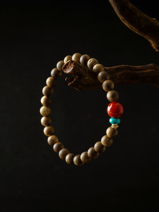 【一念七宝】招财进宝 | 棋楠沉香木南红松石手串 商品图3