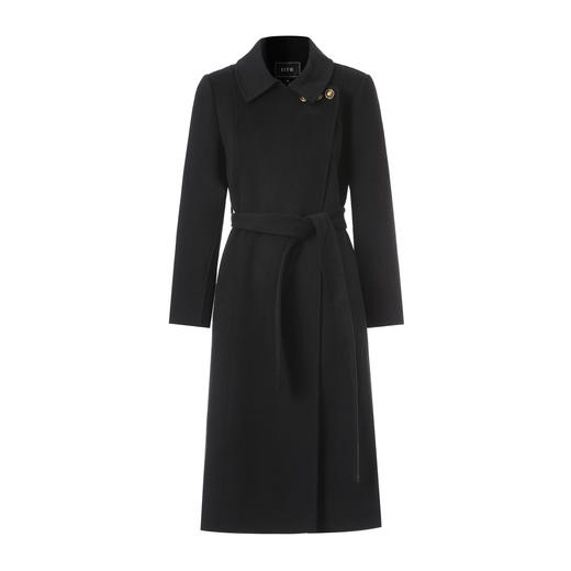 EITIE爱特爱气质英伦翻领收腰显瘦黑色羊毛呢子大衣2025秋冬新款D2514907大衣 商品图5