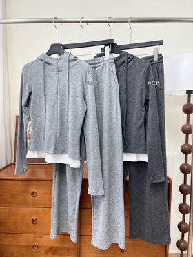 【美洋同款仿羊绒假两件+直筒长裤懒人套装ME4023】