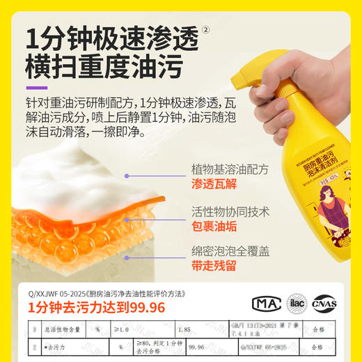涤尚厨房重油污泡沫清洁剂5瓶（配1个喷头）| 瓦解油污、泡沫丰富、轻轻一喷、油污轻松去除 商品图1