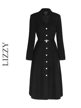 LIZZY经典优雅收腰气质知性长袖连衣裙秋季女8175