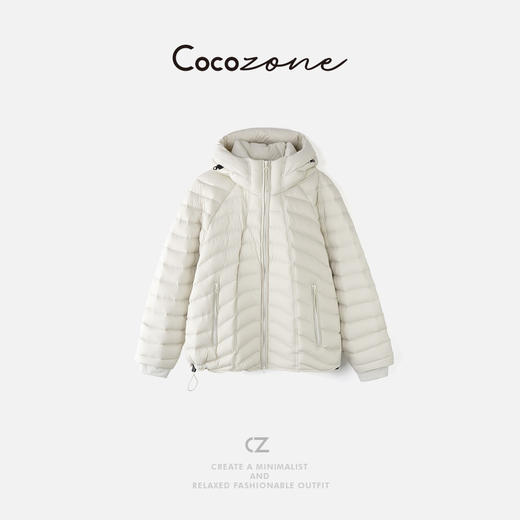 COCO ZONE 刘一一 “大白鹅”拉链口袋连帽温暖感羽绒服 CD2A2085 商品图3