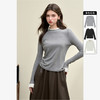 德绒保暖假两件设计简约木耳边长袖T恤女修身打底衫V3942677 商品缩略图0