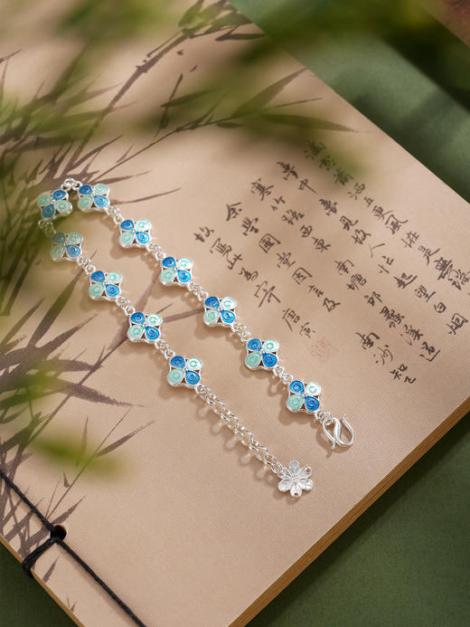 子佩集【四叶安好】S990银手链【MXSL011】四叶草花丝珐琅彩2510 商品图5