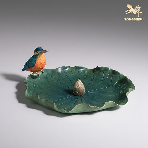 铜师傅 《荷翠香插》客厅桌面铜香炉摆件 家居装饰工艺品 商品图3