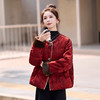 新中式国风羽绒服，复古印花加厚保暖白鸭绒红色短外套HR-YAX2538 商品缩略图2