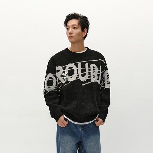 森马史努比系列毛衫男冬提花绣花针织衫情侣宽松套头毛衣内搭外穿 商品图1