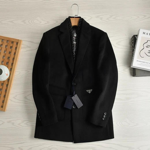 2025秋冬季手工缝制中长款双面呢羊毛大衣！可拆卸白鸭绒马甲内胆搭配围巾！随温度搭配不同穿法 商品图3