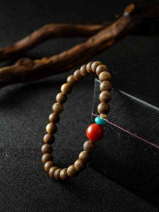 【一念七宝】招财进宝 | 棋楠沉香木南红松石手串 商品图5