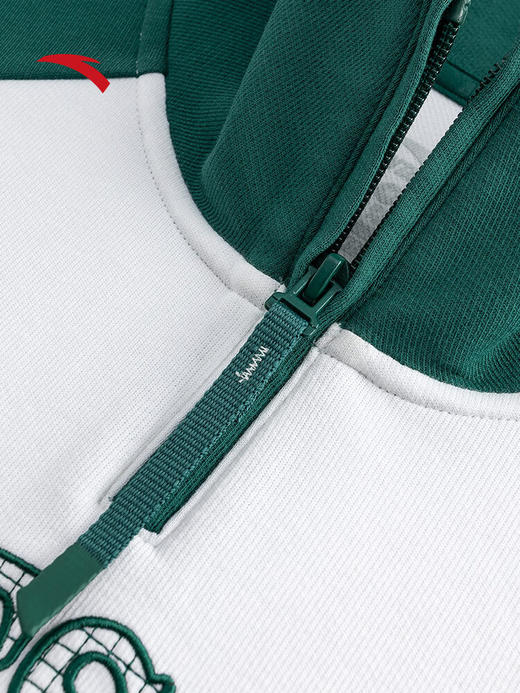 安踏半拉链休闲卫衣女士秋季新款美式复古撞色立领套头衫162538715 疏林绿-2 商品图4