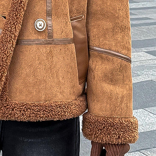 TYH-99H264-Y时尚皮毛一体外套加厚保暖女装上衣秋冬季新款宽松休闲颗粒绒外套 商品图3