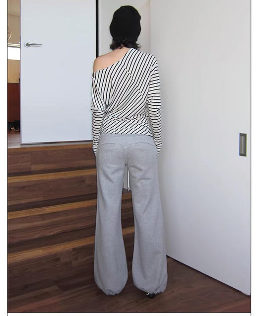 rare** al**散步系列宽腰螺纹可束脚喇叭卫裤8010301 商品图7