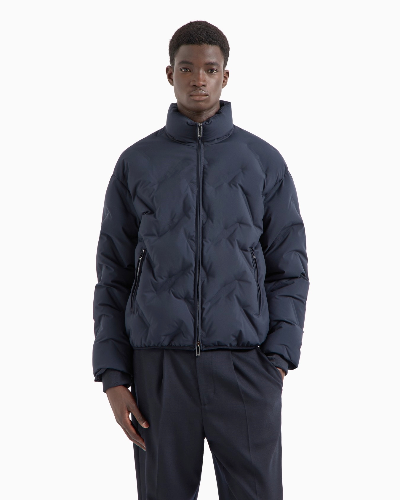 E@ 暗纹压花 短款 宽松立领羽绒服外套 YR180