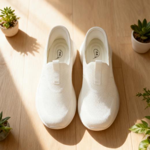 【静思书轩】高弹透气轻便休闲日常通勤运动鞋白色一脚蹬男女同款 商品图11