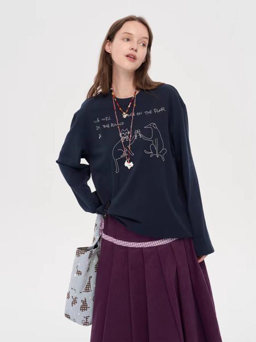 local tag/lt25awk29b/宽松小猫小狗刺绣上衣 商品图4
