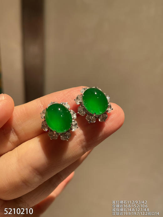 老坑玻璃种帝王绿蛋面套装【5210210】具体价格微信咨询 商品图3