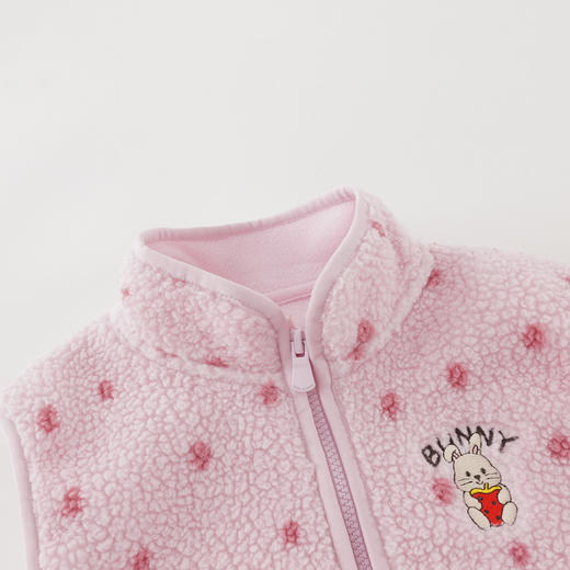 马克珍妮女童兔子波点温暖摇粒绒马甲2025年秋冬新款551578 商品图2