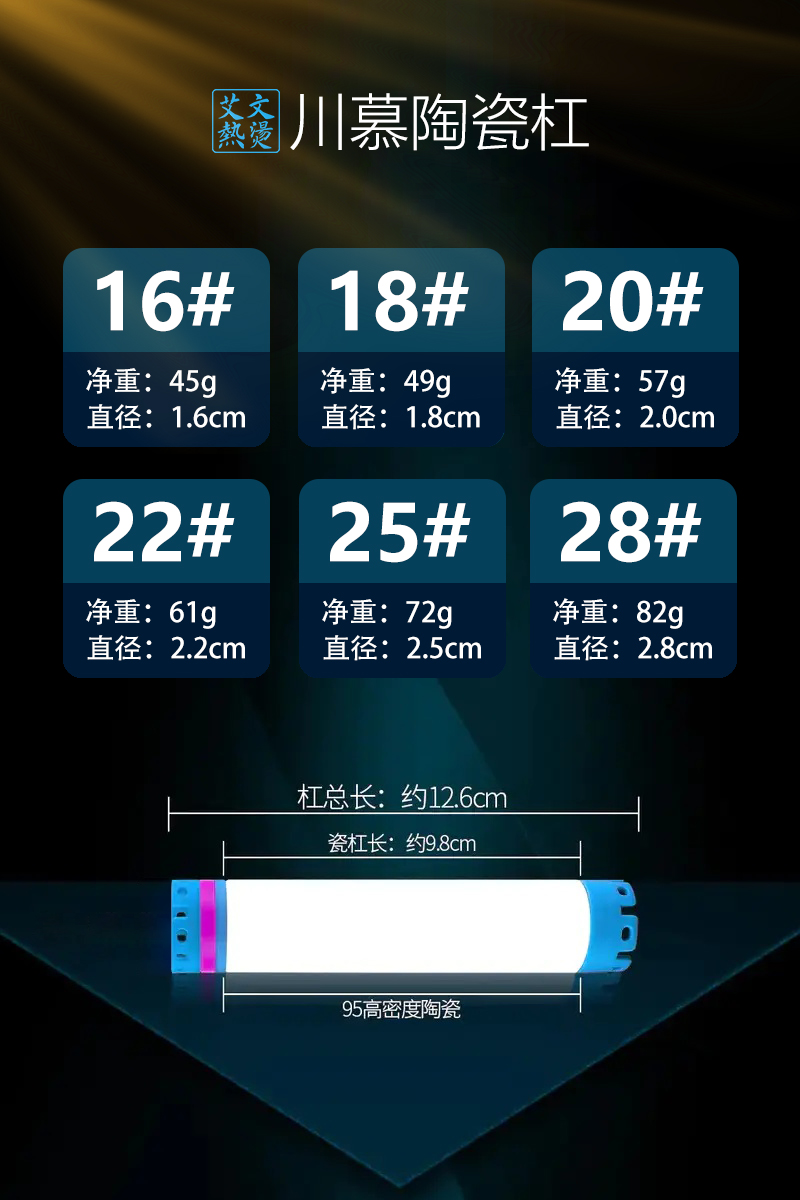 川慕新型数码陶瓷杠(16#1.8#/2.0#/2.2#//2.5#/2.8#)