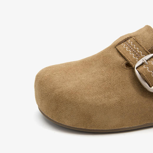 西遇包头勃肯鞋女新款秋冬复古花边松糕一脚蹬厚底博肯半拖鞋V0057235 商品图5