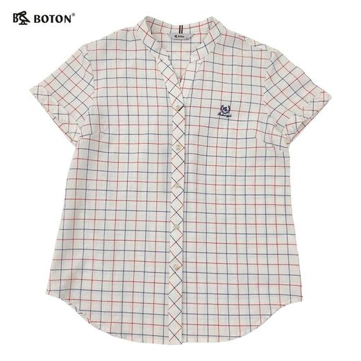 波顿女士立领格子短袖衬衫LS827224Z 商品图4
