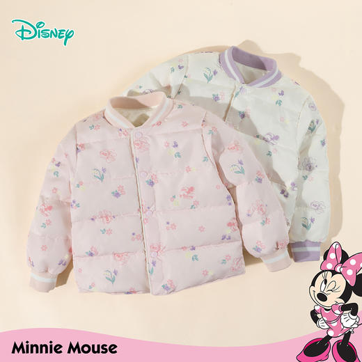 迪士尼2025秋冬新款满印米妮羽绒服防风轻暖羽绒外套女童校服神器羽绒ZD4ES055 商品图3