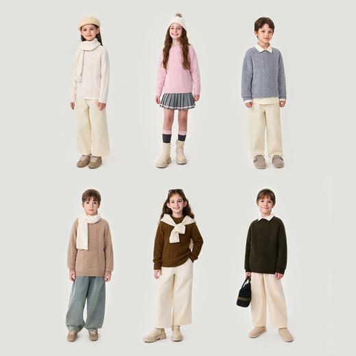 【100%山羊绒】马克珍妮男女童康赛妮云感保暖羊绒衫冬装551823 商品图3