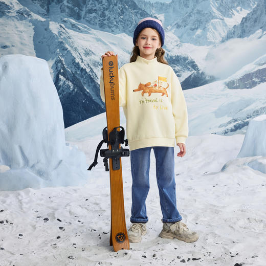 【MQD】女大童冬季新品学院风潮酷休闲卡通甜美加绒半高领卫衣 商品图4