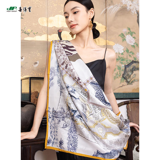 喜得宝文创丝巾《臻璨·双面喷斜纹大方巾》杭州丝绸100%桑蚕丝素绉缎 商品图2