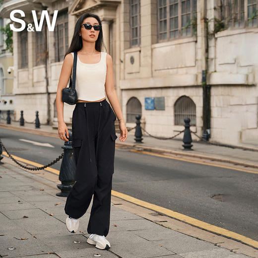 【sw速惟】运动休闲工装风高腰直筒防风防泼水长裤 6149 商品图4