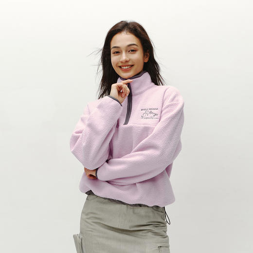 森马史努比系列卫衣女设计感摇粒绒保暖冬宽松半拉链立领刺绣上衣 商品图2