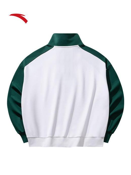 安踏半拉链休闲卫衣女士秋季新款美式复古撞色立领套头衫162538715 疏林绿-2 商品图1