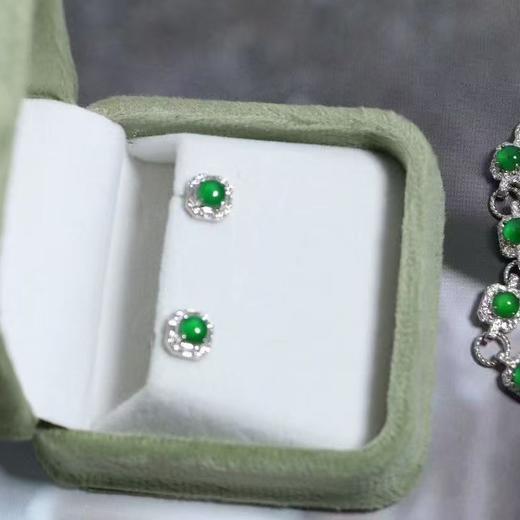 绿蛋方糖耳钉一对，纯银配件，危地马拉翡翠，ju好看！ 商品图0