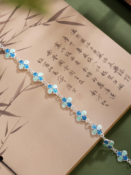 子佩集【四叶安好】S990银手链【MXSL011】四叶草花丝珐琅彩2510 商品图7