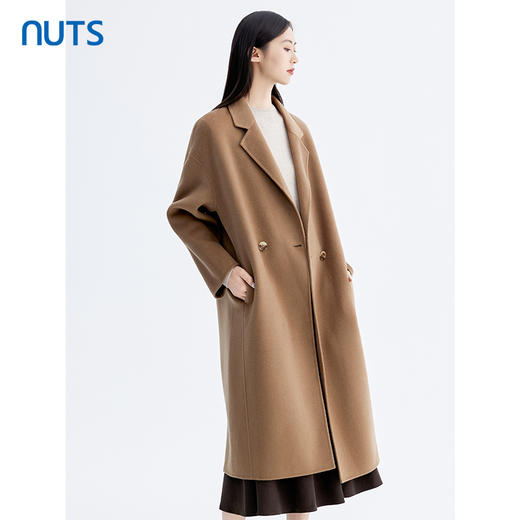 NUTS商场同款秋冬款高级感气质长款双面毛呢大衣外套女4411507A1 商品图1