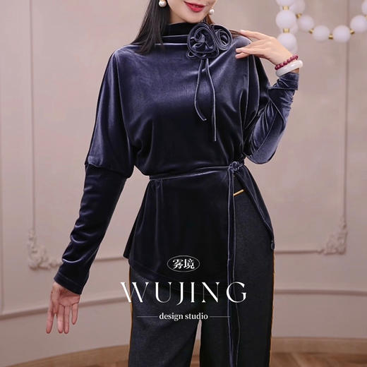 4205016 竹烟墨灰 高密韩国绒上衣 雾境 商品图3